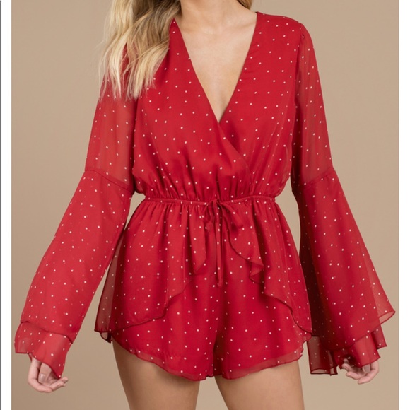 Tobi Dresses & Skirts - Tobi Bell Sleeve Polka Dot Romper